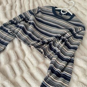 striped long sleeve cropped sweatshirt